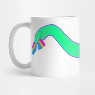 Pansexual  Longneck dinosaur with pan pride flag Mug